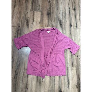 Womens Fashion Bug Size 22/24W Purple Knit Short-Sleeve Cardigan Sweater